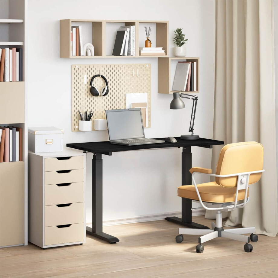 vidaXL Bureau Zwart en Donkerbruin 120 x 60 cm Massief Eikenhout afbeelding 1