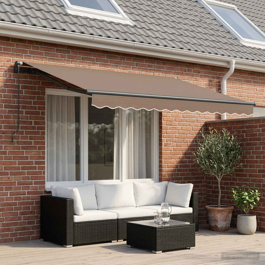 vidaXL Inklapbaar Zonnescherm Taupe 4 x 2 m Stof afbeelding 1