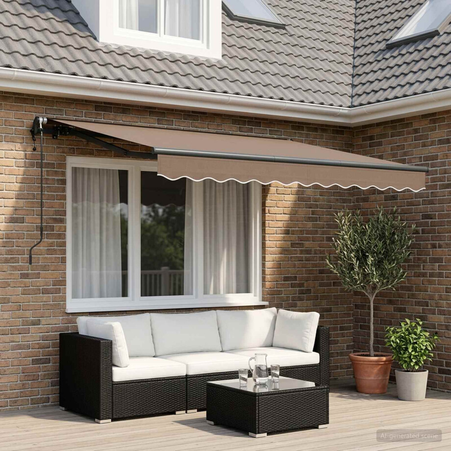 vidaXL Inklapbaar Zonnescherm Taupe 4 x 2 m Stof afbeelding 1