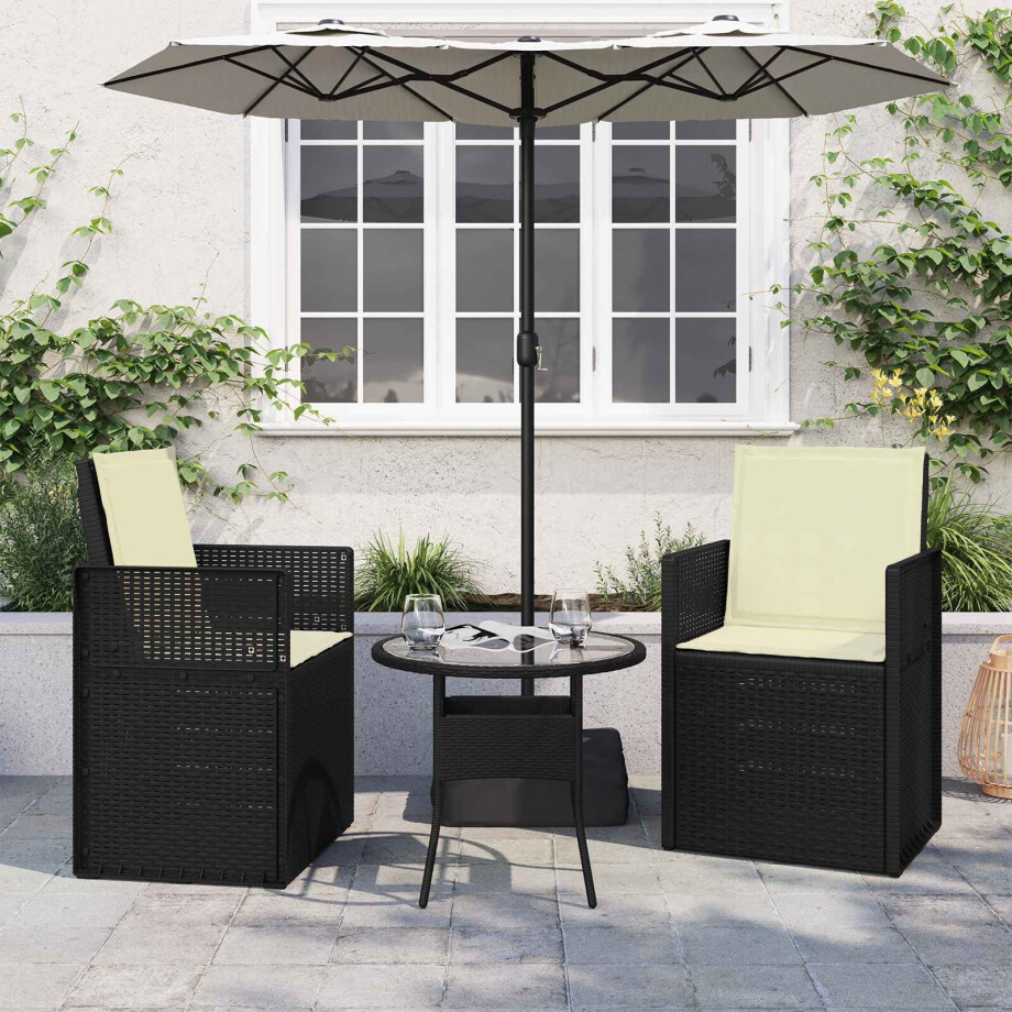 vidaXL Zit- en Rugkussens 2 pcs Crèmekleurig 47 x 45 x 2 cm Polyester afbeelding 1
