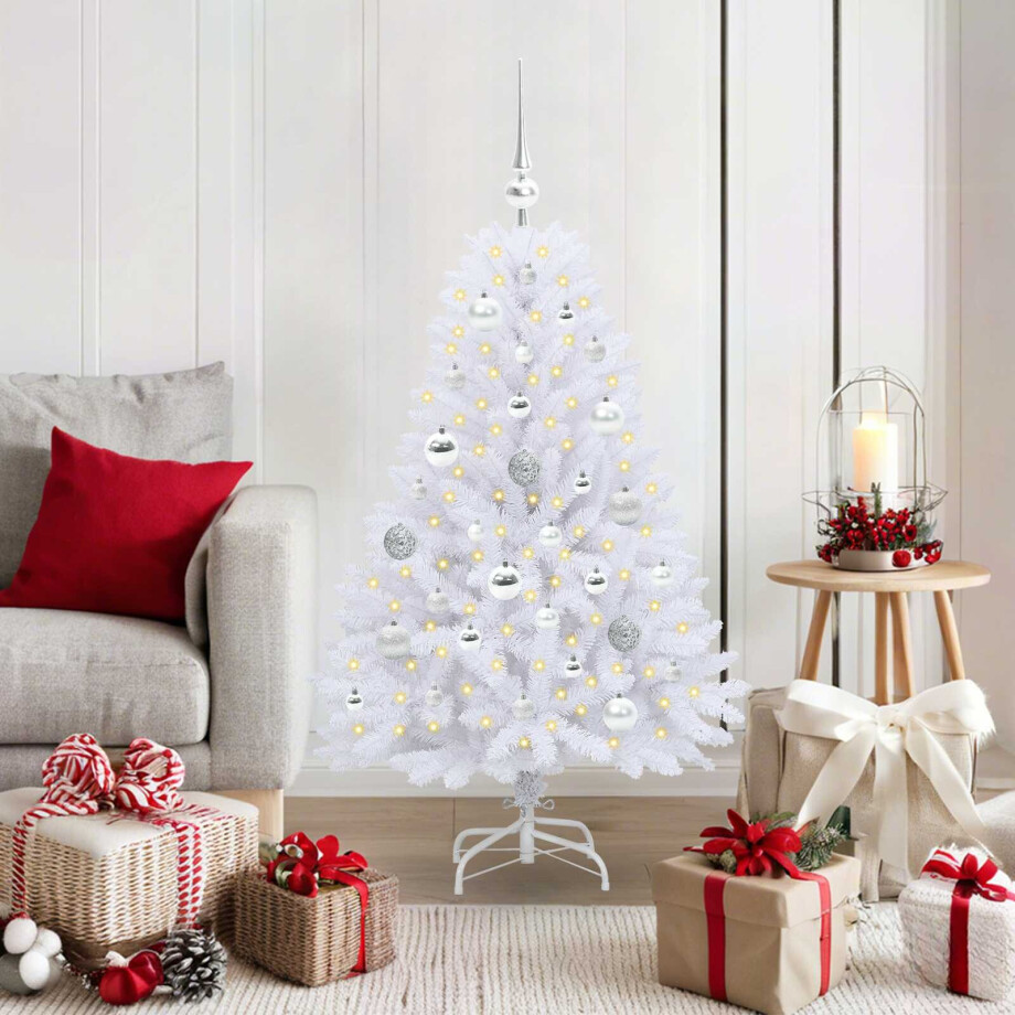 vidaXL Kunstmatige Inklapbare Kerstboom Wit 120 cm PVC en Staal afbeelding 1