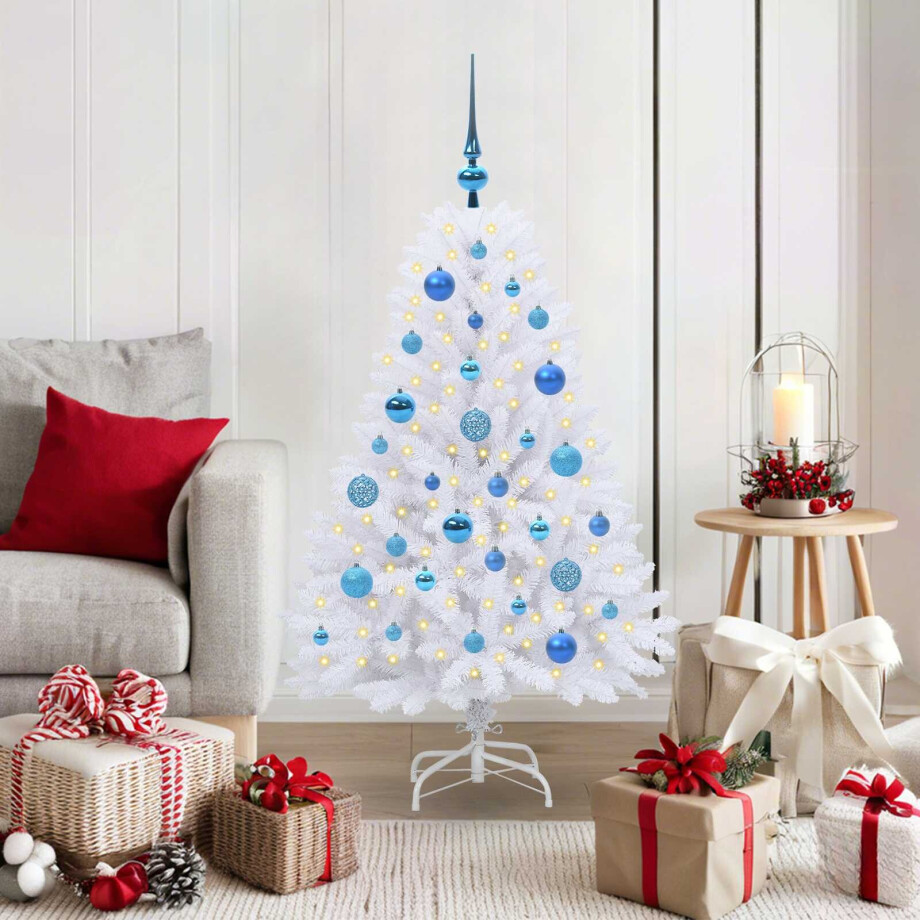vidaXL Kunstmatige Inklapbare Kerstboom Wit 120 cm PVC en Staal afbeelding 1
