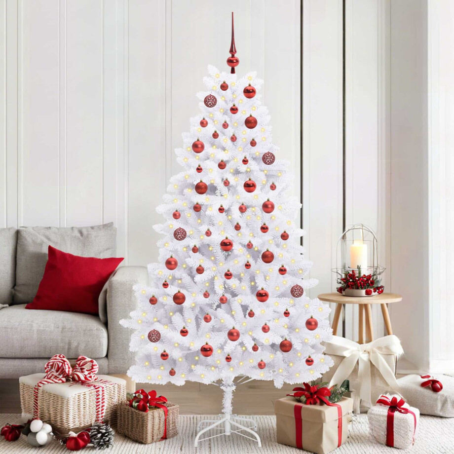 vidaXL Kunstmatige Inklapbare Kerstboom Wit 180 cm PVC en staal afbeelding 1