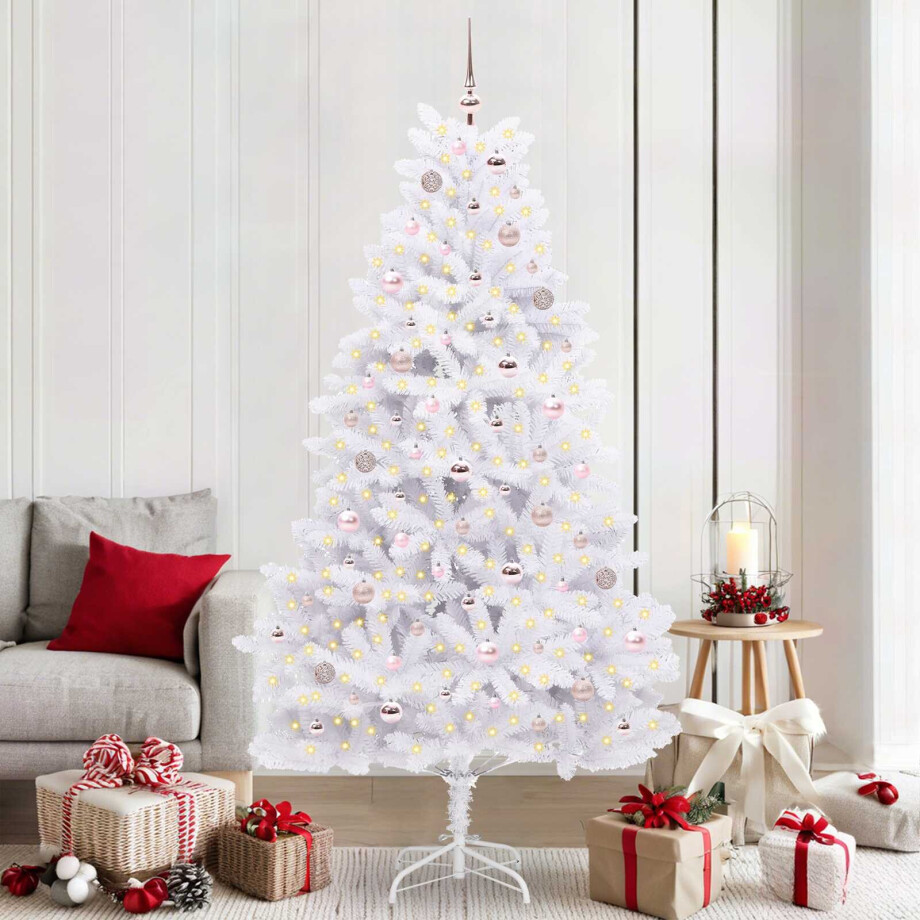 vidaXL Kunstmatige Inklapbare Kerstboom Wit 210 cm PVC en staal afbeelding 1