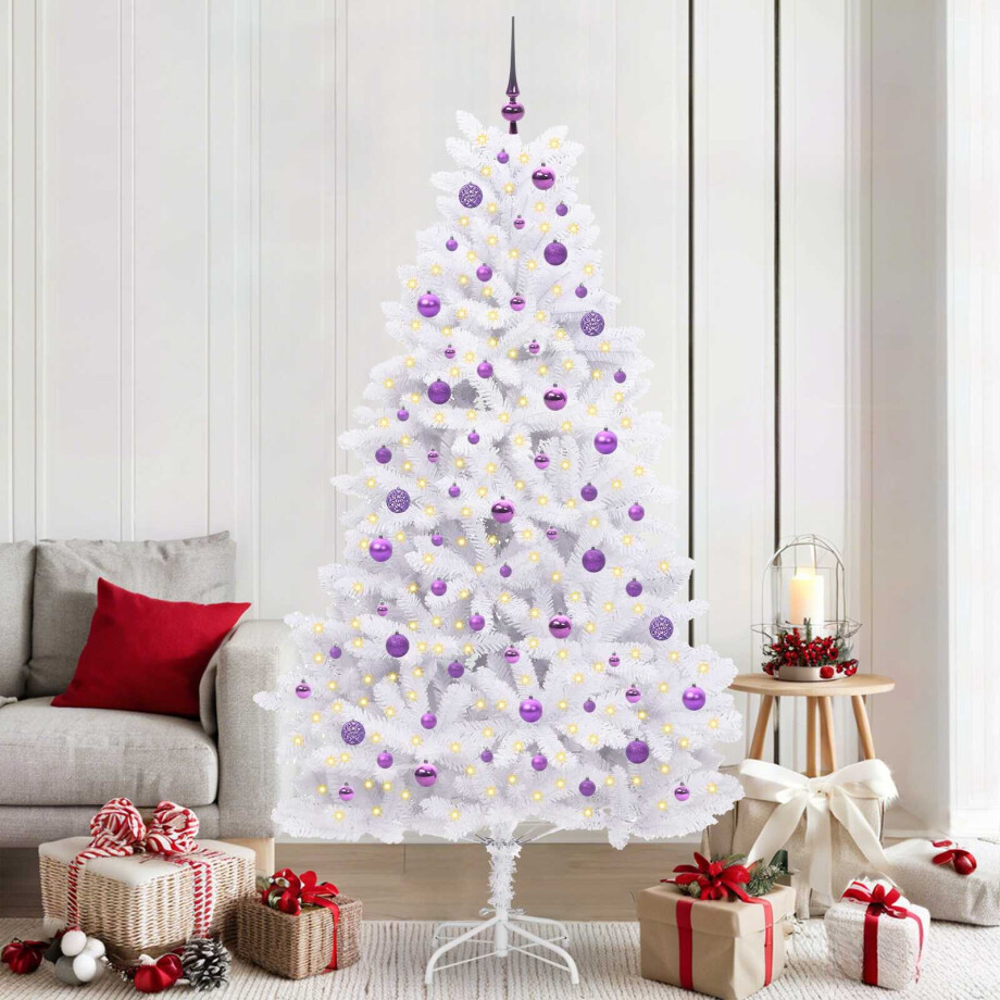 vidaXL Kunstmatige Inklapbare Kerstboom Wit 210 cm PVC en staal afbeelding 1