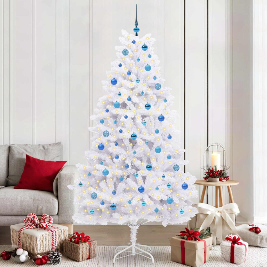 vidaXL Kunstmatige Inklapbare Kerstboom Wit 210 cm PVC en staal afbeelding 1