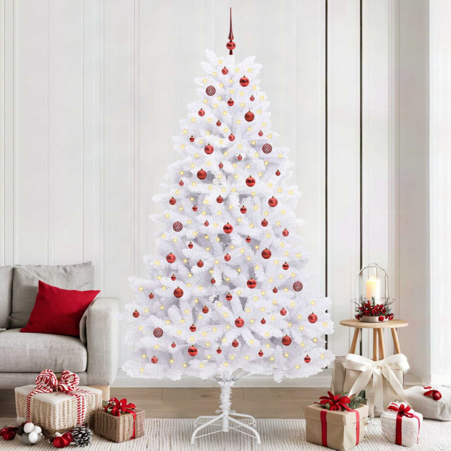 vidaXL Kunstmatige Inklapbare Kerstboom Wit 240 cm PVC en staal afbeelding 1