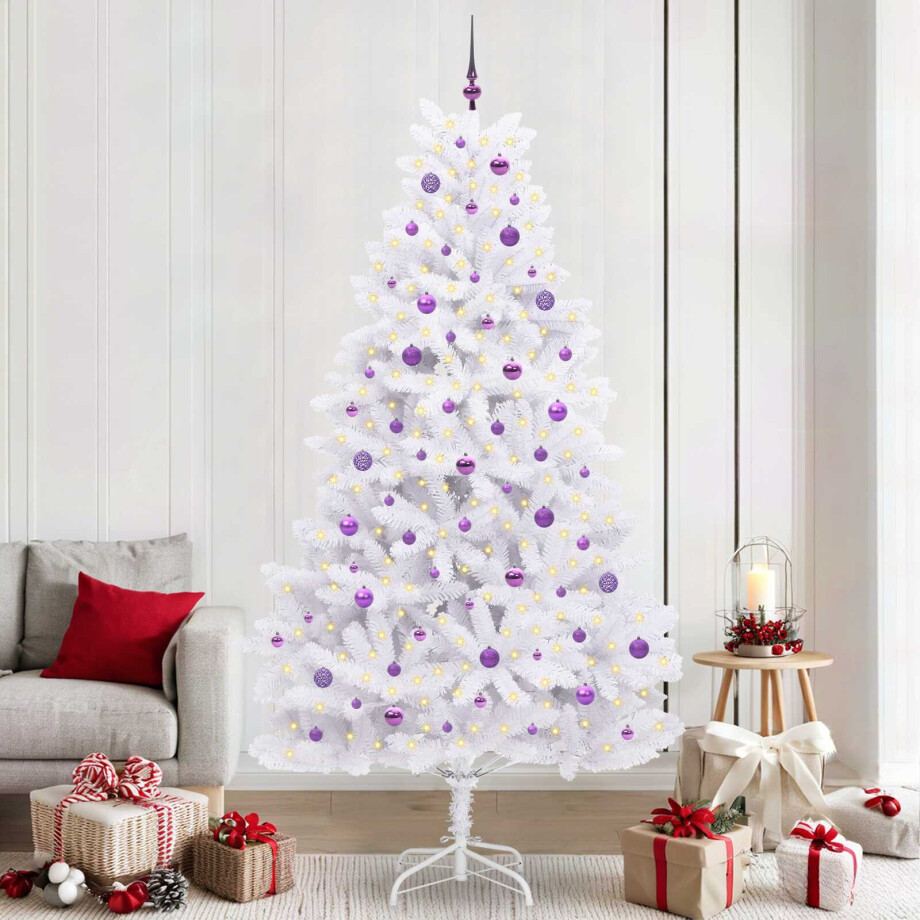 vidaXL Kunstmatige Inklapbare Kerstboom Wit 240 cm PVC en staal afbeelding 1