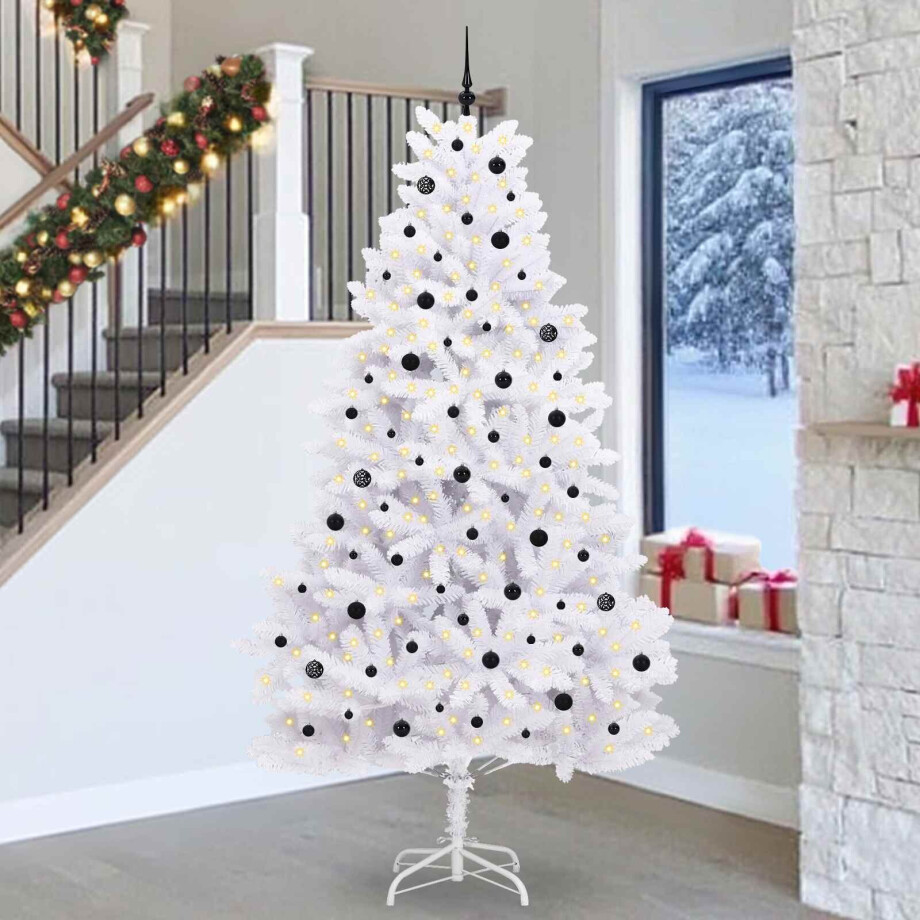 vidaXL Kunstmatige Inklapbare Kerstboom Wit 270 cm PVC en staal vidaXL Kunstmatige Inklapbare Kerstboom Wit 270 cm PVC en staal afbeelding 1