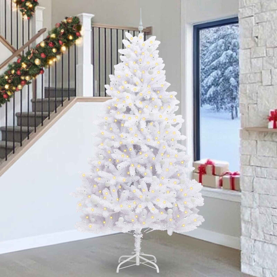 vidaXL Kunstmatige Inklapbare Kerstboom Wit 270 cm PVC en staal afbeelding 1