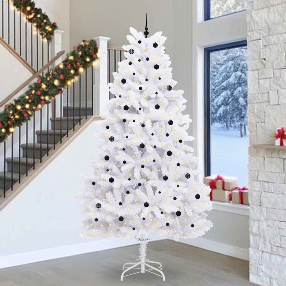 vidaXL Kunstmatige Inklapbare Kerstboom Wit 300 cm PVC en staal afbeelding 1