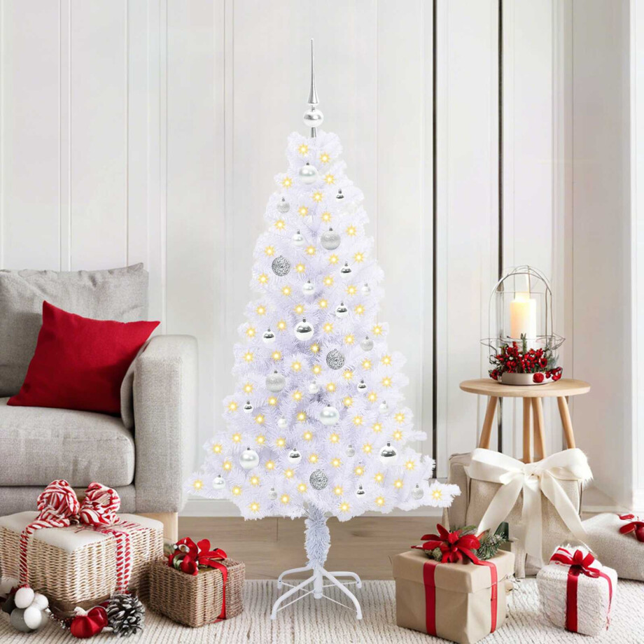 vidaXL Kunstkerstboom met 150 LED Wit 150 cm PVC en Staal vidaXL Kunstkerstboom met 150 LED Wit 150 cm PVC en Staal afbeelding 1
