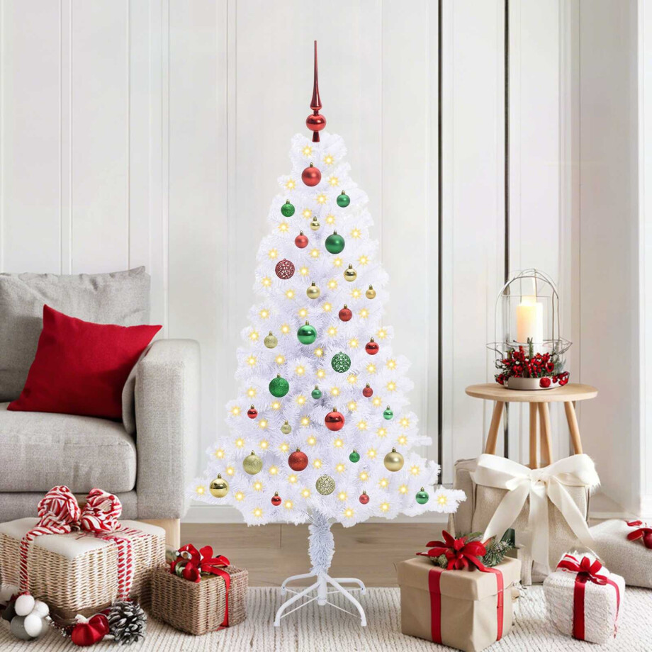 vidaXL Kunstkerstboom met 150 LED Wit 150 cm PVC en Staal vidaXL Kunstkerstboom met 150 LED Wit 150 cm PVC en Staal afbeelding 1
