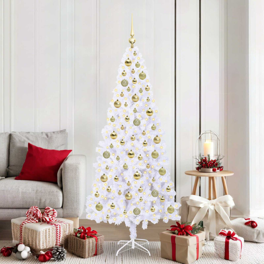 vidaXL Kunstkerstboom met 300 LED Wit 180 cm PVC en staal afbeelding 1