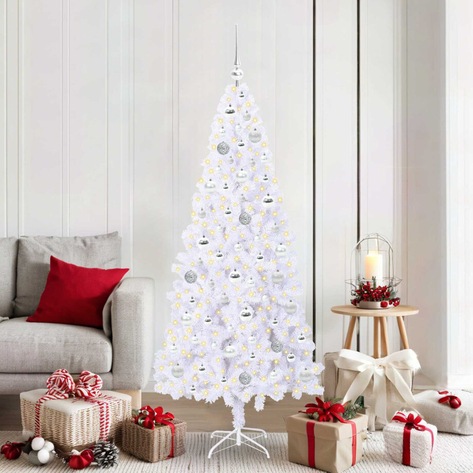 vidaXL Kunstkerstboom met 300 LED Wit 180 cm PVC en staal afbeelding 1