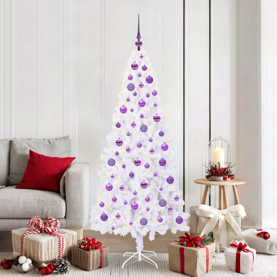 vidaXL Kunstkerstboom met 300 LED Wit 180 cm PVC en staal afbeelding 1