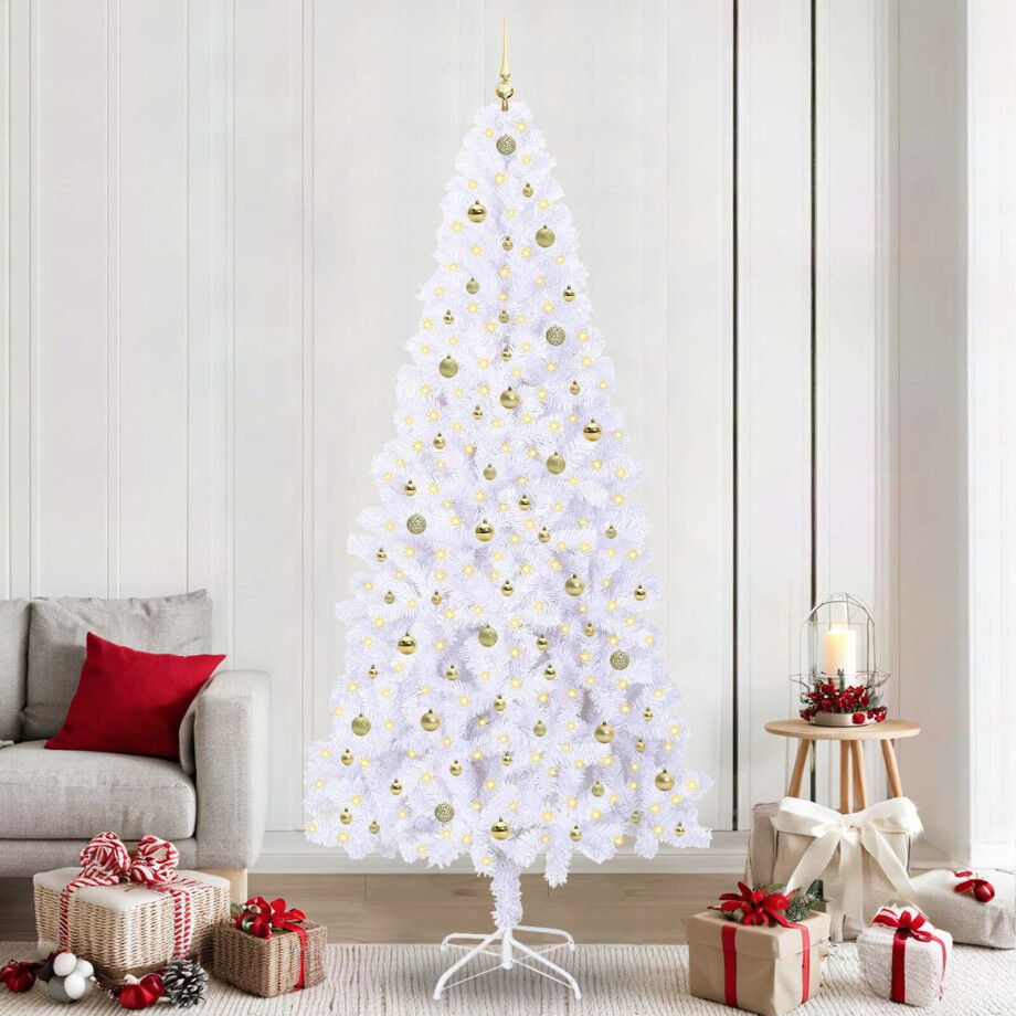 vidaXL Kunstkerstboom met 300 LED Wit 240 cm PVC en staal afbeelding 1