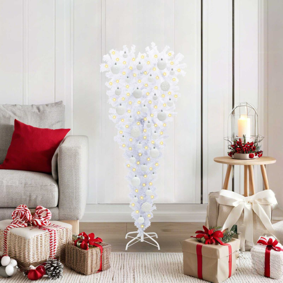 vidaXL Kunstkerstboom met 150 LED Wit 120 cm PVC en Staal vidaXL Kunstkerstboom met 150 LED Wit 120 cm PVC en Staal afbeelding 1