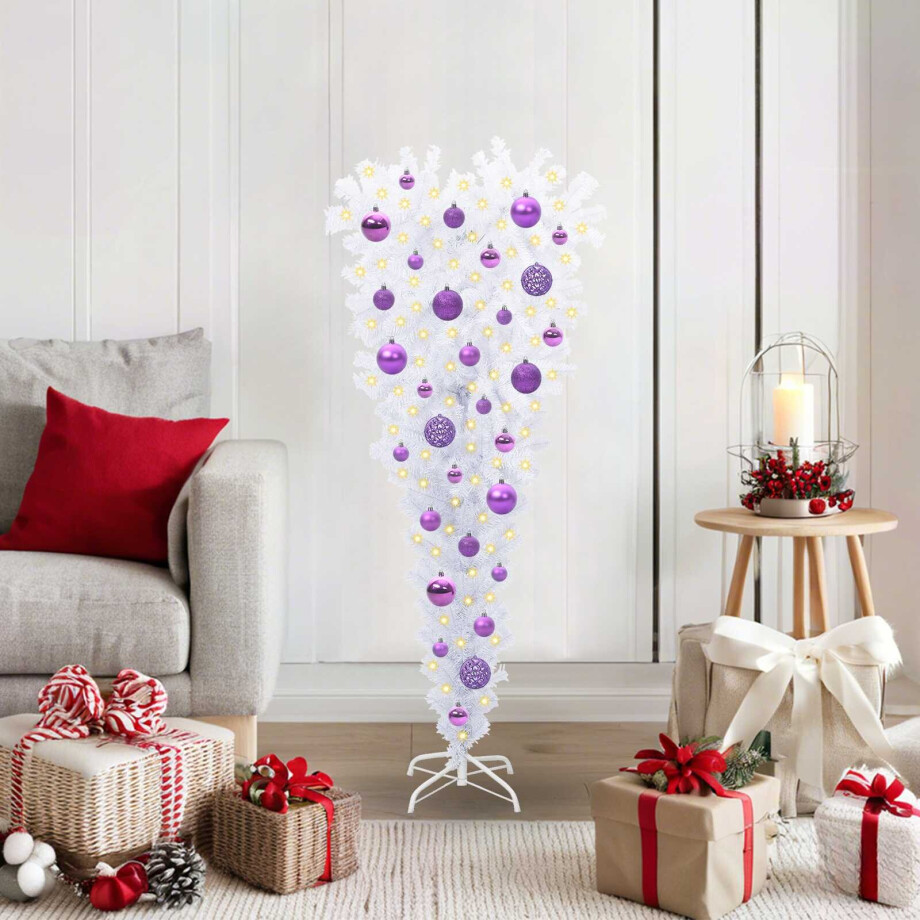 vidaXL Kunstkerstboom met 150 LED Wit 120 cm PVC en Staal vidaXL Kunstkerstboom met 150 LED Wit 120 cm PVC en Staal afbeelding 1
