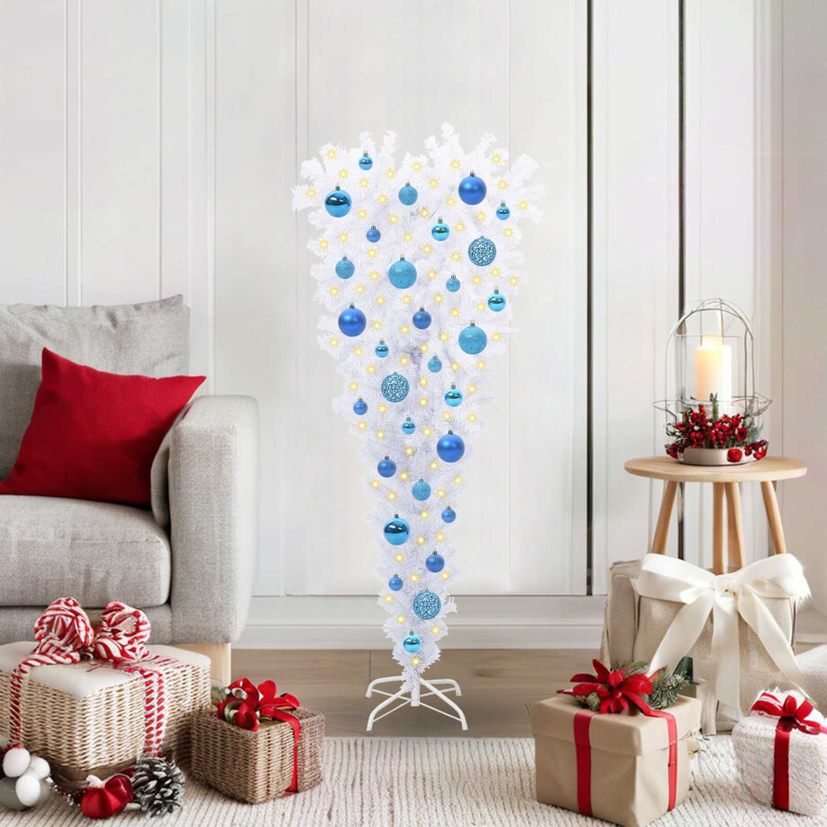 vidaXL Kunstkerstboom met 150 LED Wit 120 cm PVC en Staal vidaXL Kunstkerstboom met 150 LED Wit 120 cm PVC en Staal afbeelding 1