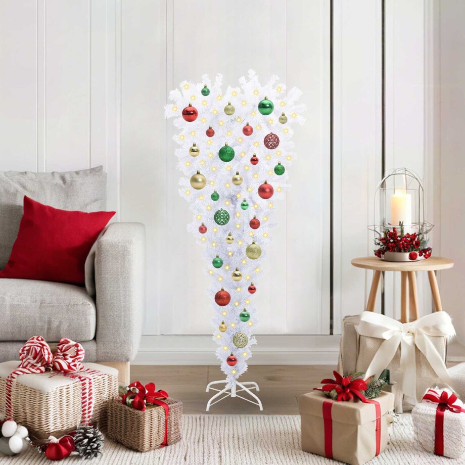 vidaXL Kunstkerstboom met 150 LED Wit 120 cm PVC en Staal afbeelding 1