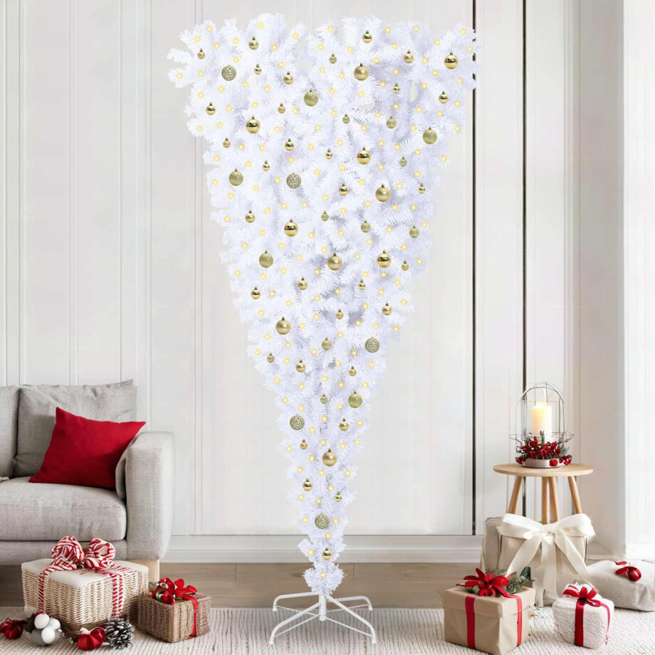 vidaXL Kunstkerstboom met 300 LED Wit 240 cm PVC en Staal afbeelding 1