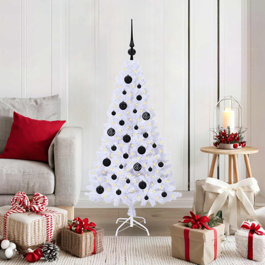 vidaXL Kunstkerstboom met 150 LED Wit 120 cm PVC en staal afbeelding 1
