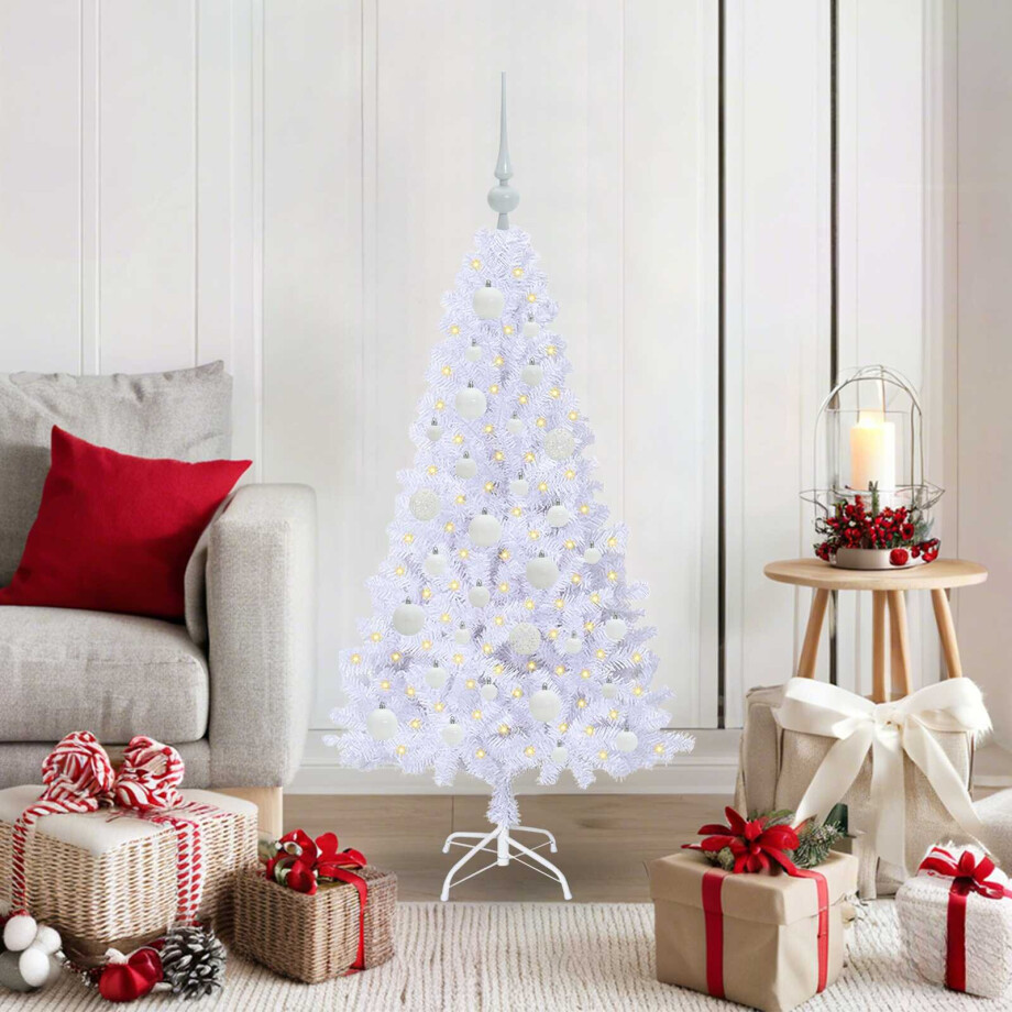 vidaXL Kunstkerstboom met 150 LED Wit 120 cm PVC en staal afbeelding 1