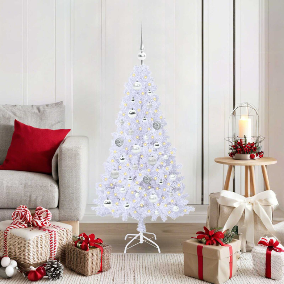 vidaXL Kunstkerstboom met 150 LED Wit 120 cm PVC en staal afbeelding 1