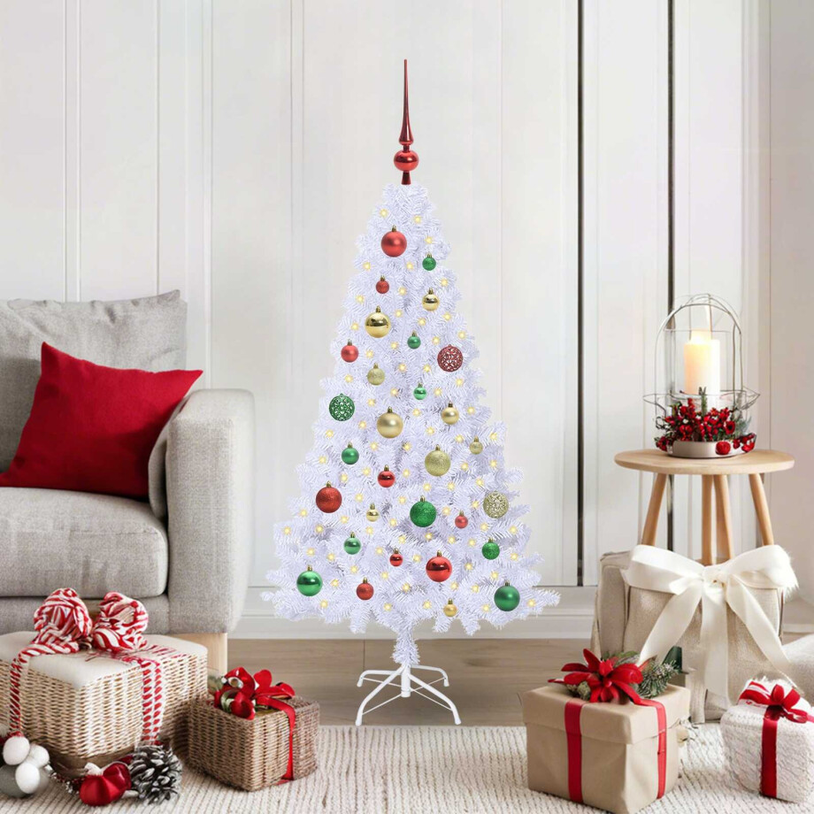 vidaXL Kunstkerstboom met 150 LED Wit 120 cm PVC en staal afbeelding 1