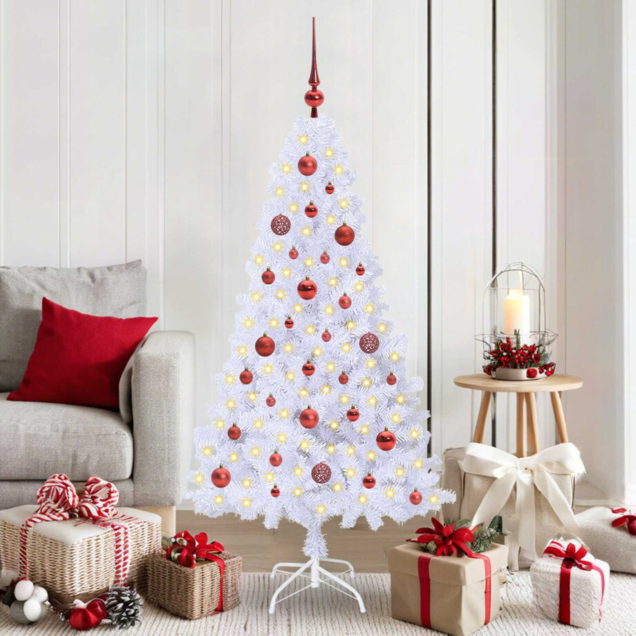 vidaXL Kunstkerstboom met 150 LED Wit 150 cm PVC en staal vidaXL Kunstkerstboom met 150 LED Wit 150 cm PVC en staal afbeelding 1