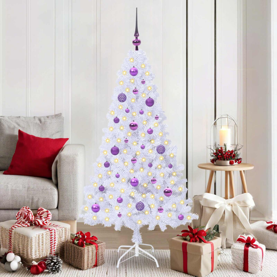 vidaXL Kunstkerstboom met 150 LED Wit 150 cm PVC en staal afbeelding 1