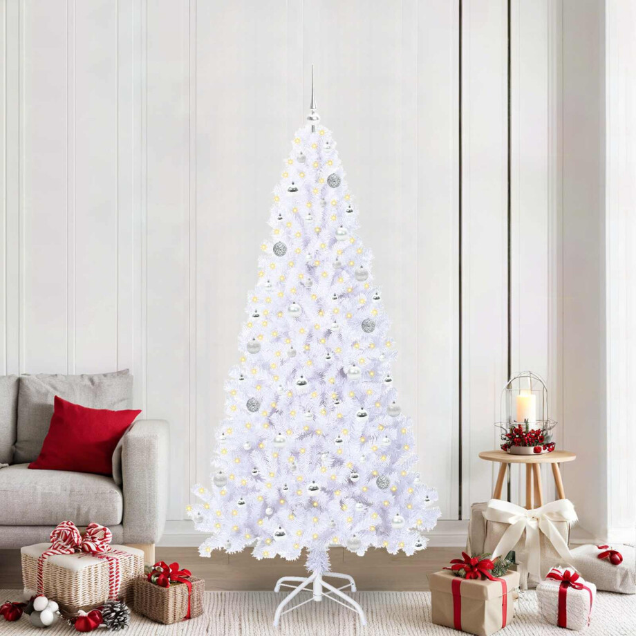 vidaXL Kunstkerstboom met 300 LED Wit 210 cm PVC en staal afbeelding 1