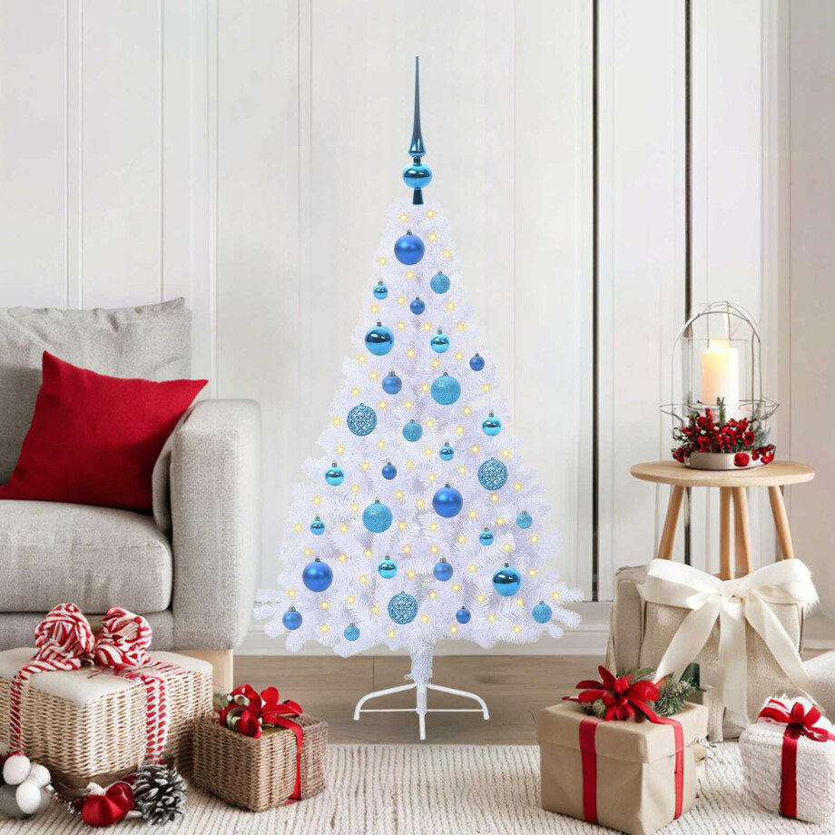 vidaXL Kunstkerstboom met 150 LED Wit 120 cm PVC en staal afbeelding 1