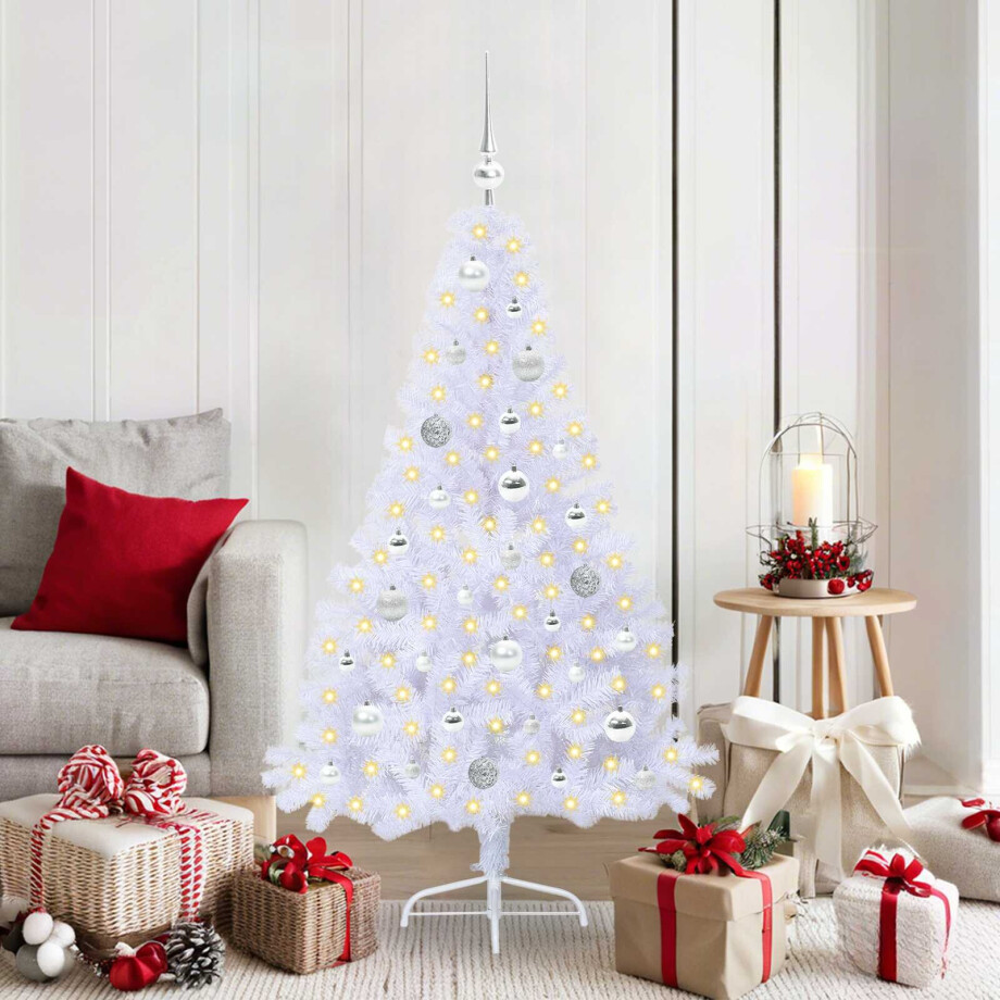 vidaXL Kunstkerstboom met 150 LED Wit 150 cm PVC en staal afbeelding 1
