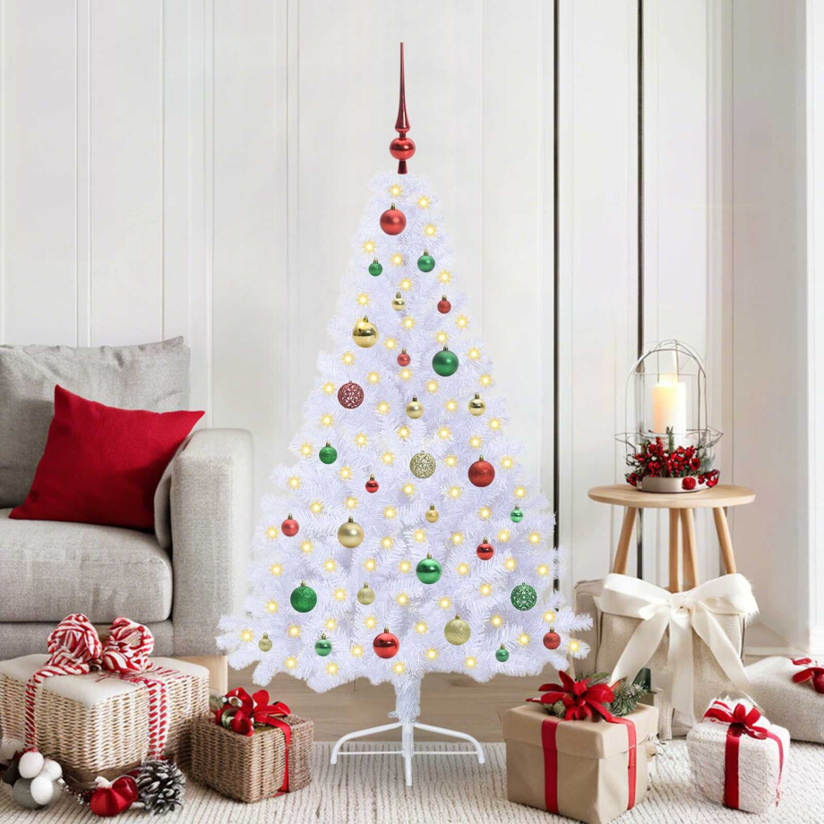 vidaXL Kunstkerstboom met 150 LED Wit 150 cm PVC en staal afbeelding 1