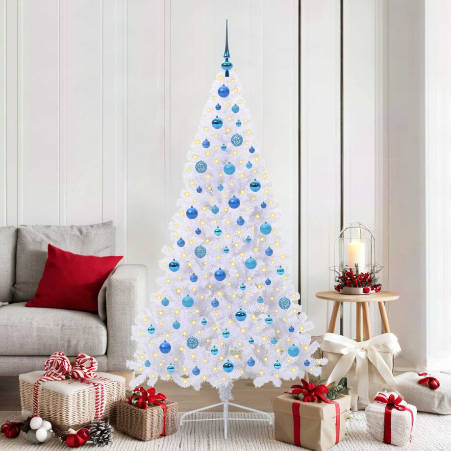 vidaXL Kunstkerstboom met 300 LED Wit 180 cm PVC en staal afbeelding 1