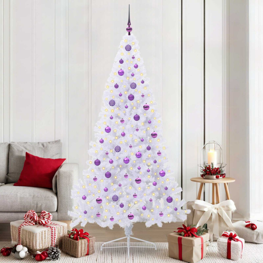 vidaXL Kunstkerstboom met 300 LED Wit 210 cm PVC en staal vidaXL Kunstkerstboom met 300 LED Wit 210 cm PVC en staal afbeelding 1