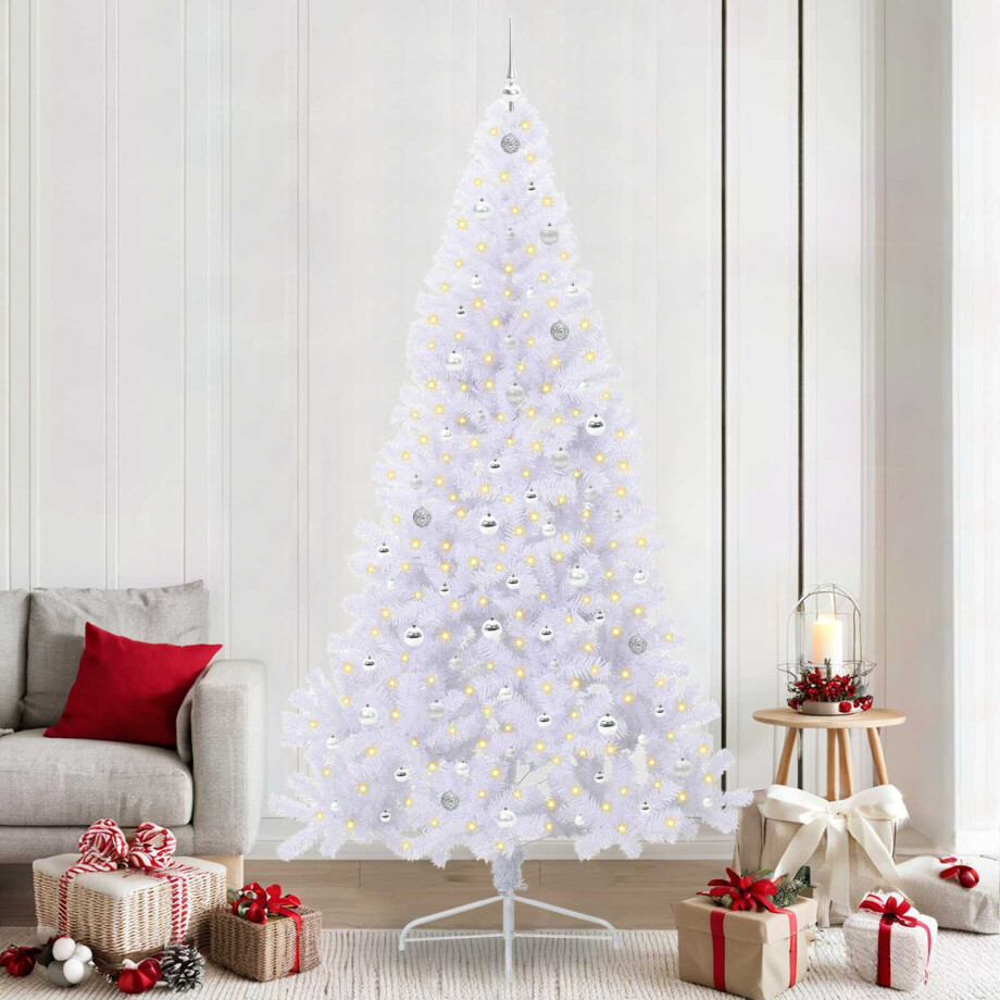 vidaXL Kunstkerstboom met 300 LED Wit 240 cm PVC en staal afbeelding 1