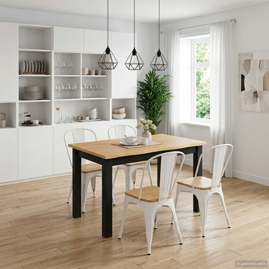 VidaXL Eettafel EKAI Zwart 112 x 70 x 76,5 cm Massief grenenhout VidaXL Eettafel EKAI Zwart 112 x 70 x 76,5 cm Massief grenenhout afbeelding 1