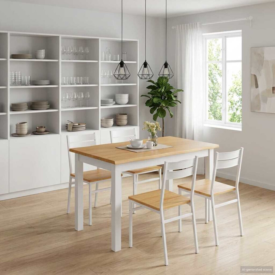VidaXL Eettafel EKAI Wit 112 x 70 x 76,5 cm Massief grenenhout VidaXL Eettafel EKAI Wit 112 x 70 x 76,5 cm Massief grenenhout afbeelding 1