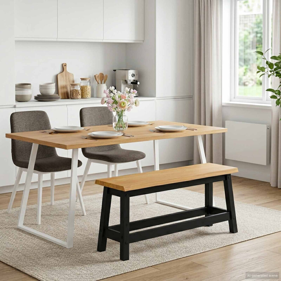 VidaXL Eetbank EKAI Zwart 91,5 x 29 x 45,5 cm Massief grenenhout VidaXL Eetbank EKAI Zwart 91,5 x 29 x 45,5 cm Massief grenenhout afbeelding 1