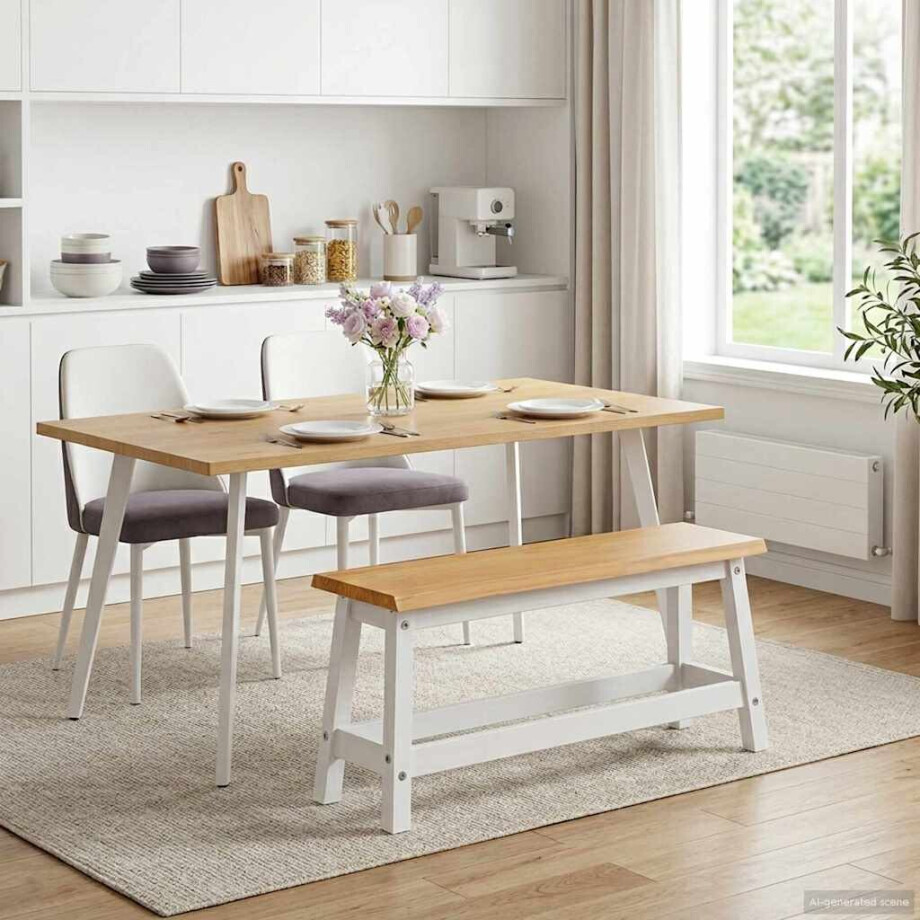 VidaXL Eetbank EKAI Wit 91,5 x 29 x 45,5 cm Massief grenenhout VidaXL Eetbank EKAI Wit 91,5 x 29 x 45,5 cm Massief grenenhout afbeelding 1