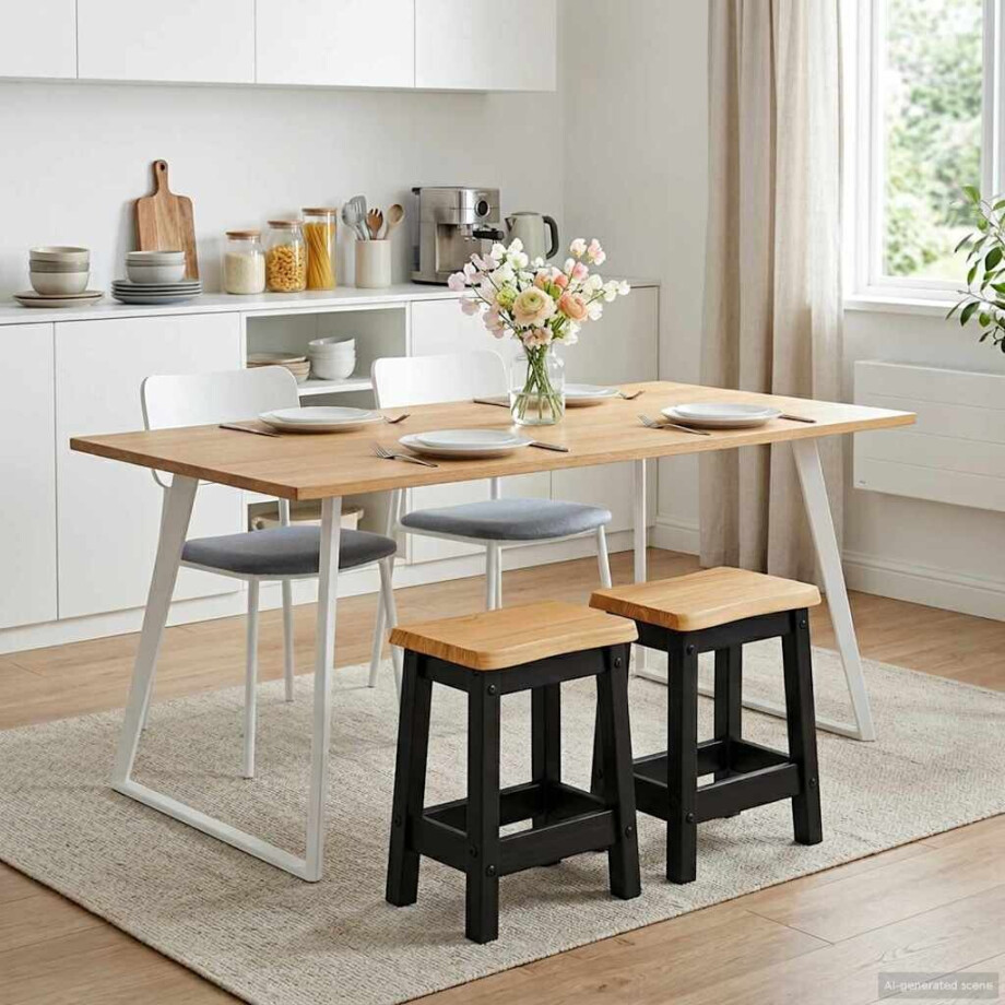 VidaXL Barkruk EKAI 2 pcs Zwart 40 x 29 x 45,5 cm Massief grenenhout VidaXL Barkruk EKAI 2 pcs Zwart 40 x 29 x 45,5 cm Massief grenenhout afbeelding 1