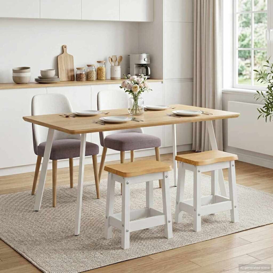 VidaXL Barkruk EKAI 2 pcs Wit 40 x 29 x 45,5 cm Massief grenenhout afbeelding 1