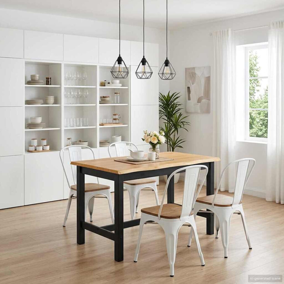 VidaXL Hoge bartafel EKAI Zwart 112 x 70 x 91 cm Massief grenenhout afbeelding 1