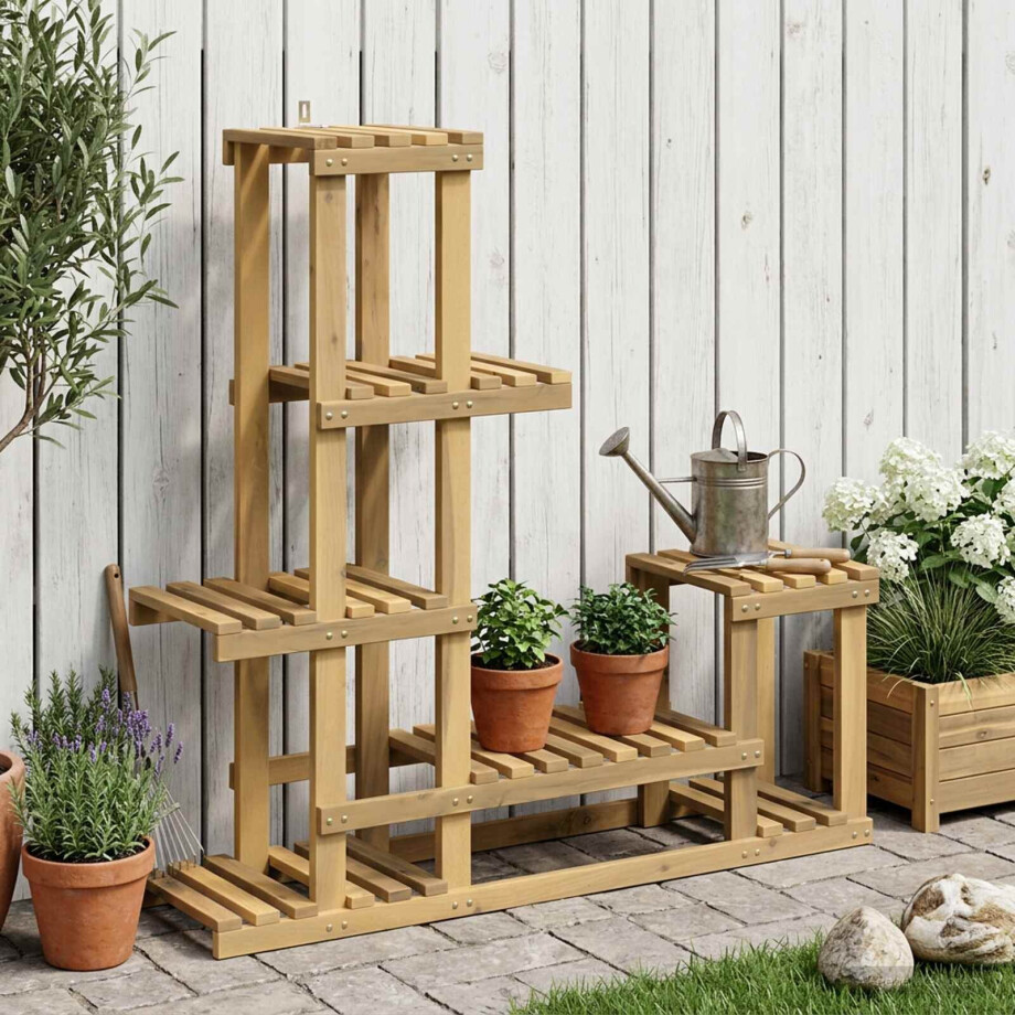 vidaXL Plantenstandaard Wit 93,5 x 25 x 91,5 cm Massief Acaciahout vidaXL Plantenstandaard Wit 93,5 x 25 x 91,5 cm Massief Acaciahout afbeelding 1