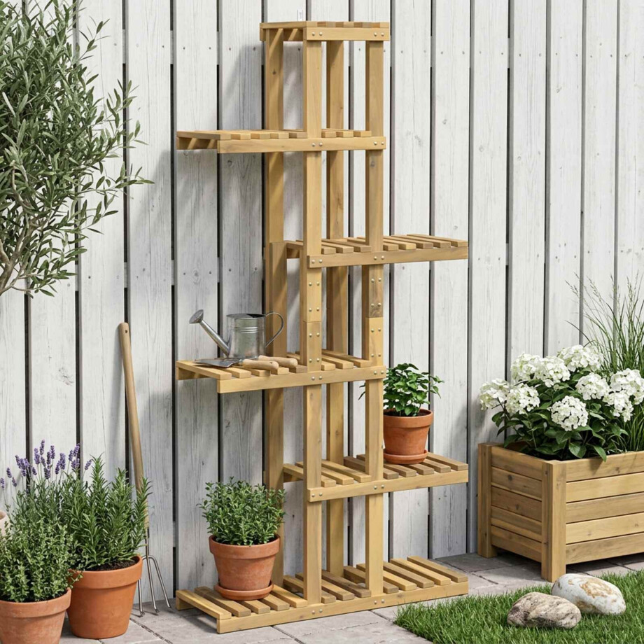 vidaXL Plantenstandaard Wit 68 x 23,5 x 140 cm Massief Acaciahout vidaXL Plantenstandaard Wit 68 x 23,5 x 140 cm Massief Acaciahout afbeelding 1