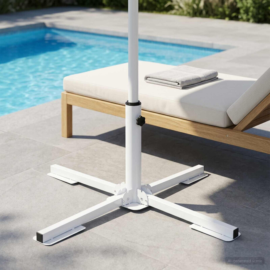 vidaXL Parasol Stand Wit Staal afbeelding 1