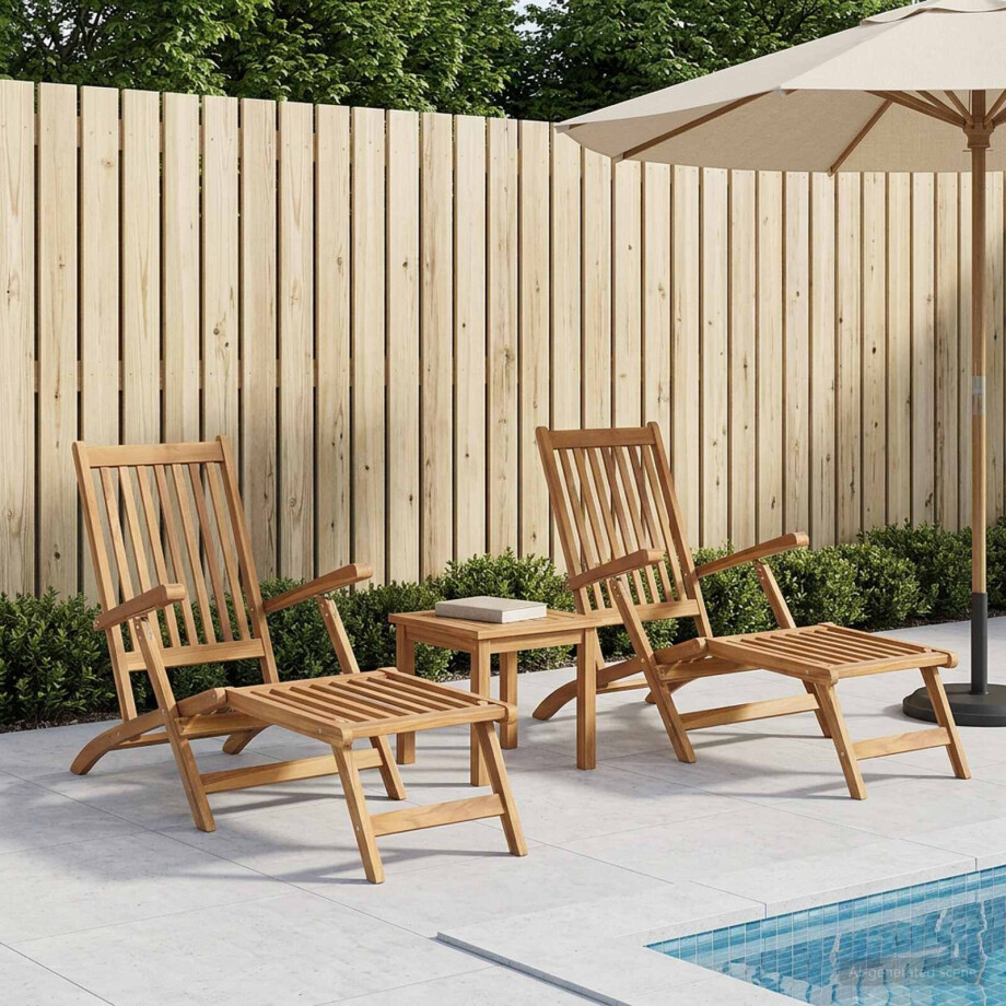 vidaXL Vouwdeckstoel 2 pcs Naturel Massief Teakhout vidaXL Vouwdeckstoel 2 pcs Naturel Massief Teakhout afbeelding 1